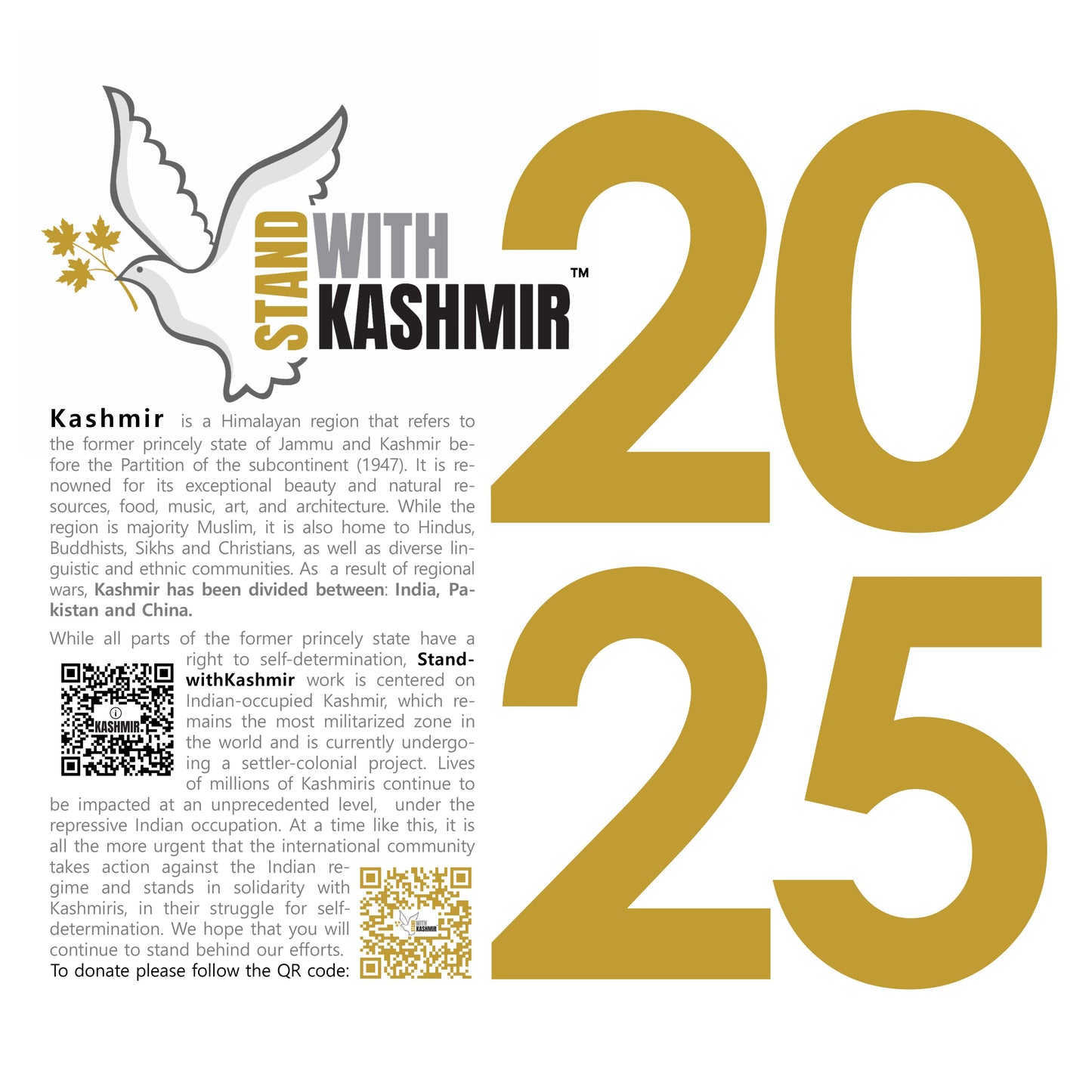 2025 StandwithKashmir© Wall Calendar